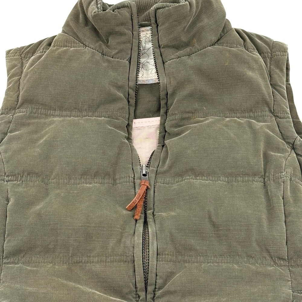 Fat Face Olive Green Quilted Puffer Vest Women Size 8 Full Zip Pockets - Picture 2 of 7